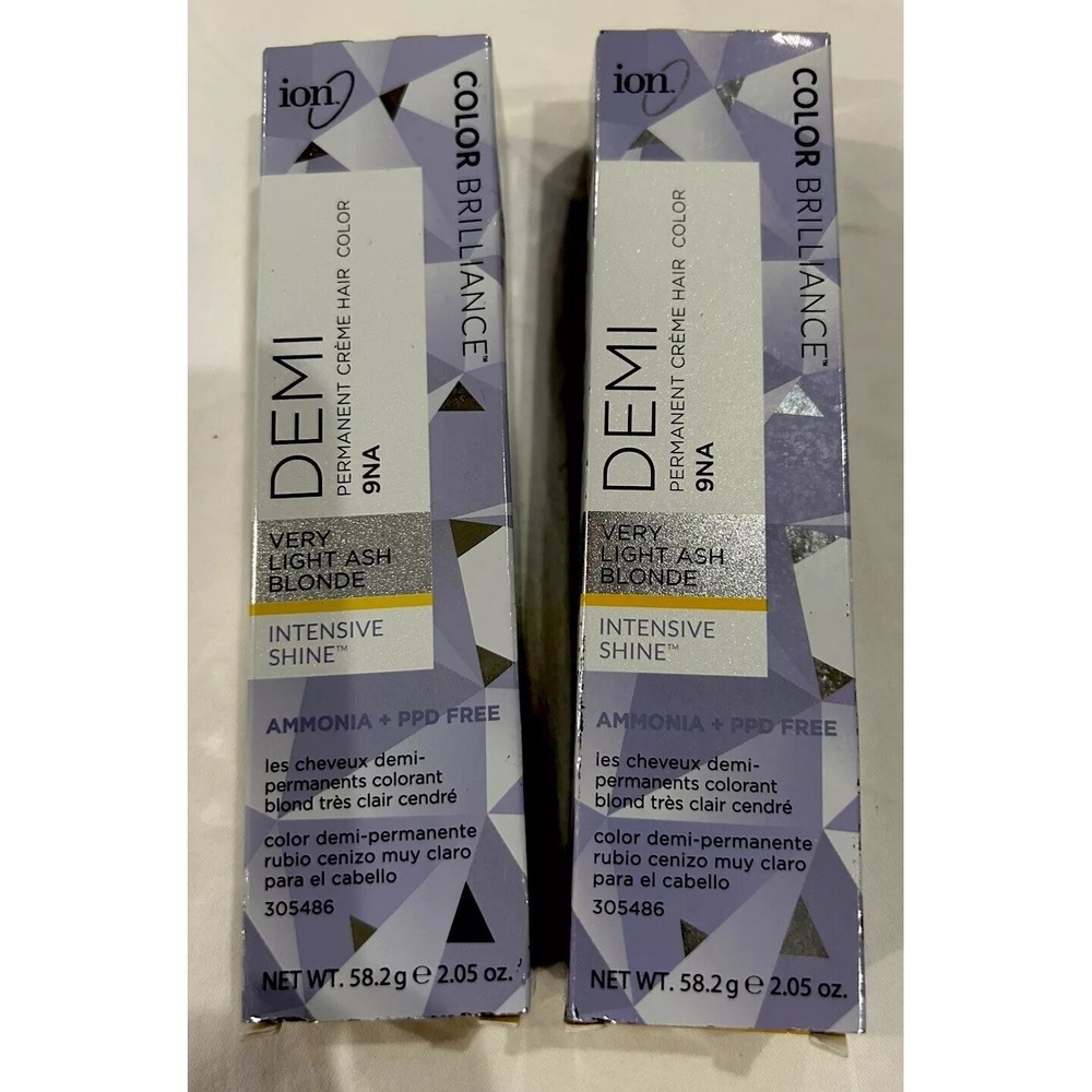Ion Hair Color Brilliance Demi Permanent Creme 9NA Very Ash Light Blonde 2 Packs